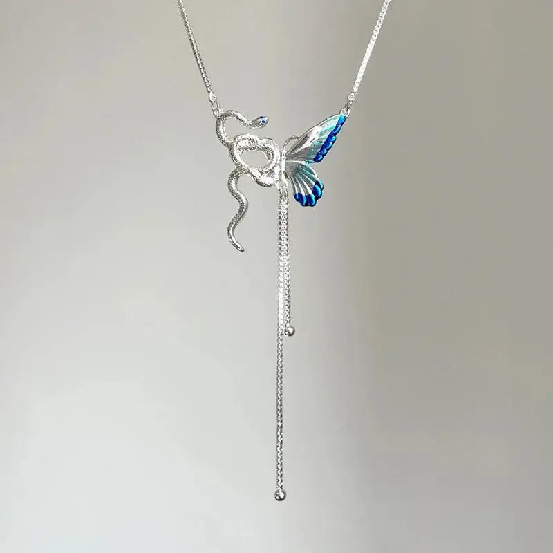 Collier à pendentifs en forme de papillon et de serpent pour femmes, collier ras du cou à glands Y2K Punk, accessoire de bijouterie pour cosplayeurs MedSurgery Store For Digital Health