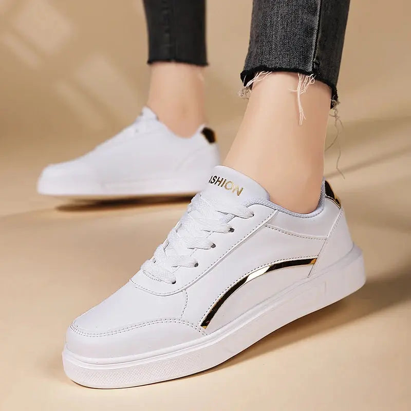 Chaussures blanches pour femmes, chaussures plates décontractées à lacets en ardoise blanche, chaussures de marche en cuir PU, semelle épaisse, mode de luxe pour les activités de plein air MedSurgery Store For Digital Health