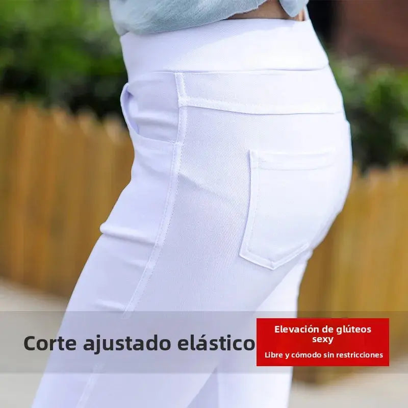 Leggings fins blancs taille haute pour femmes, plonnings adeazant d'été dix-huit, plonnings petit pied sie... MedSurgery Store pour la santé numérique