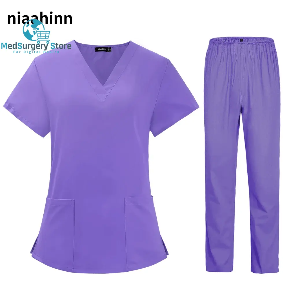 Uniformes de toilettage pour animaux de compagnie Uniformes de médecin Poils non collants Infirmière Femme Vêtements médicaux en tissu fin et léger pour l'été Uniforme clinique Femme