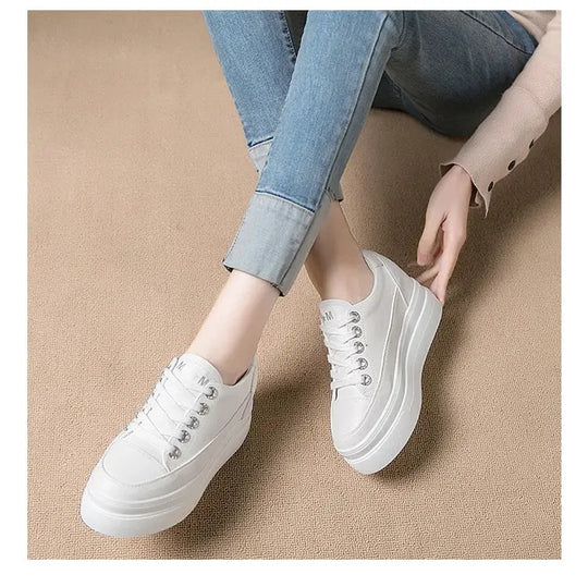 Chaussures ete femme espadrille femme basket femme compensé Baskets casual pour femmes, chaussures blanches respirantes et confortables avec talons de 8CM, hauteur de la plateforme augmentée, automne, 2022 MedSurgery Store For Digital Health
