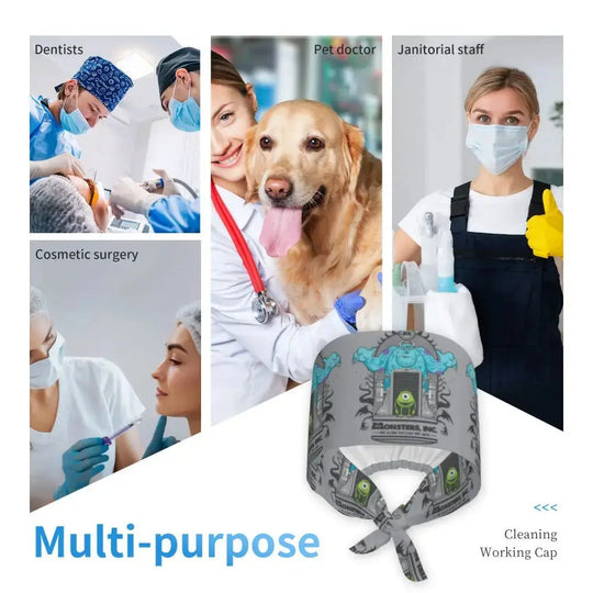 Casquette de travail réglable personnalisée avec dessin animé Monsters University, casquette chirurgicale pour hommes et femmes, casquette chirurgicale pour infirmières, médecins et chirurgiens MedSurgery Store For Digital Health