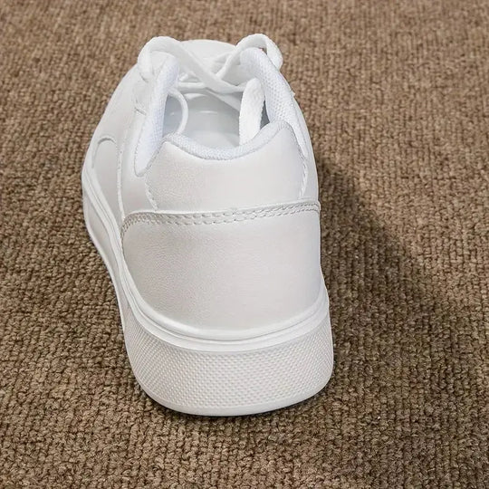 Chaussures blanches pour femmes, chaussures plates décontractées à lacets en ardoise blanche, chaussures de marche en cuir PU, semelle épaisse, mode de luxe pour les activités de plein air MedSurgery Store For Digital Health
