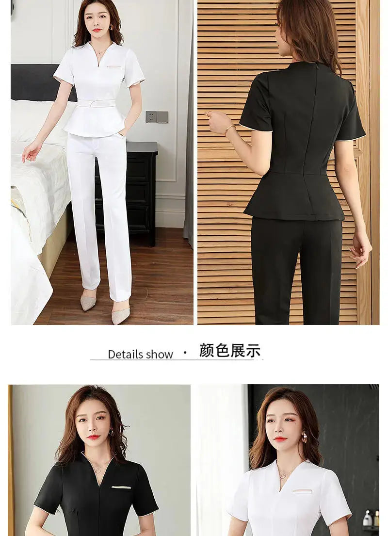 Uniforme d'été pour esthéticienne, combinaison à manches courtes pour salon de beauté, vêtements d'esthéticienne pour spa, vêtements de travail pour massage en hôtel, combinaison coréenne-BC MedSurgery Store For Digital Health