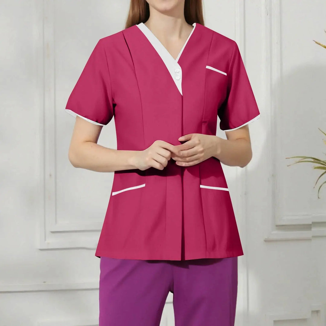 Filipina Medical Elite ISHOWTIENDA - Uniforme clinique ergonomique à manches courtes avec col en V CJdropshipping