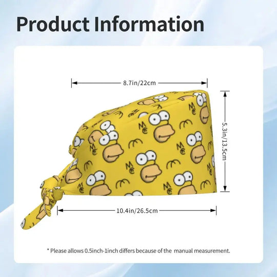Personnalisé The Simpsons Cartoon Staff Medical Scrubs Hat Men Women Medical Nursing Surgical Scrub Caps MedSurgery Store For Digital Health