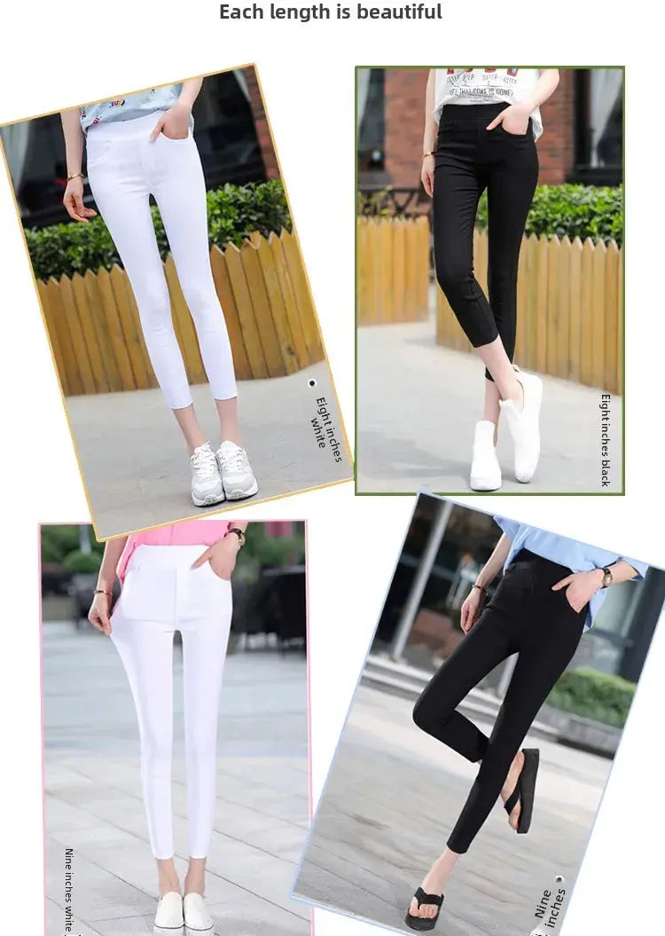 Leggings fins blancs taille haute pour femmes, plonnings adeazant d'été dix-huit, plonnings petit pied sie... MedSurgery Store pour la santé numérique