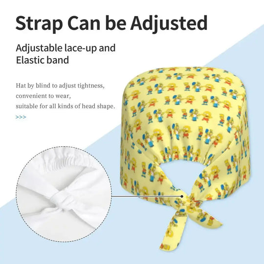 Personnalisé The Simpsons Cartoon Staff Medical Scrubs Hat Men Women Medical Nursing Surgical Scrub Caps MedSurgery Store For Digital Health