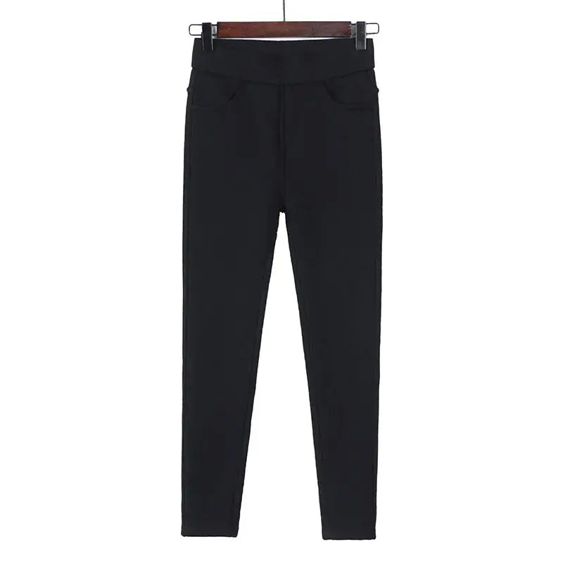 Leggings chauds d'hiver pour femmes, pantalon ajusté en velours épais, pantalon skinny stretch solide avec taille élastique, noir et blanc MedSurgery Store For Digital Health