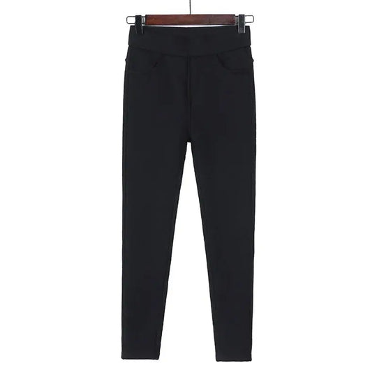 Leggings chauds d'hiver pour femmes, pantalon ajusté en velours épais, pantalon skinny stretch solide avec taille élastique, noir et blanc MedSurgery Store For Digital Health