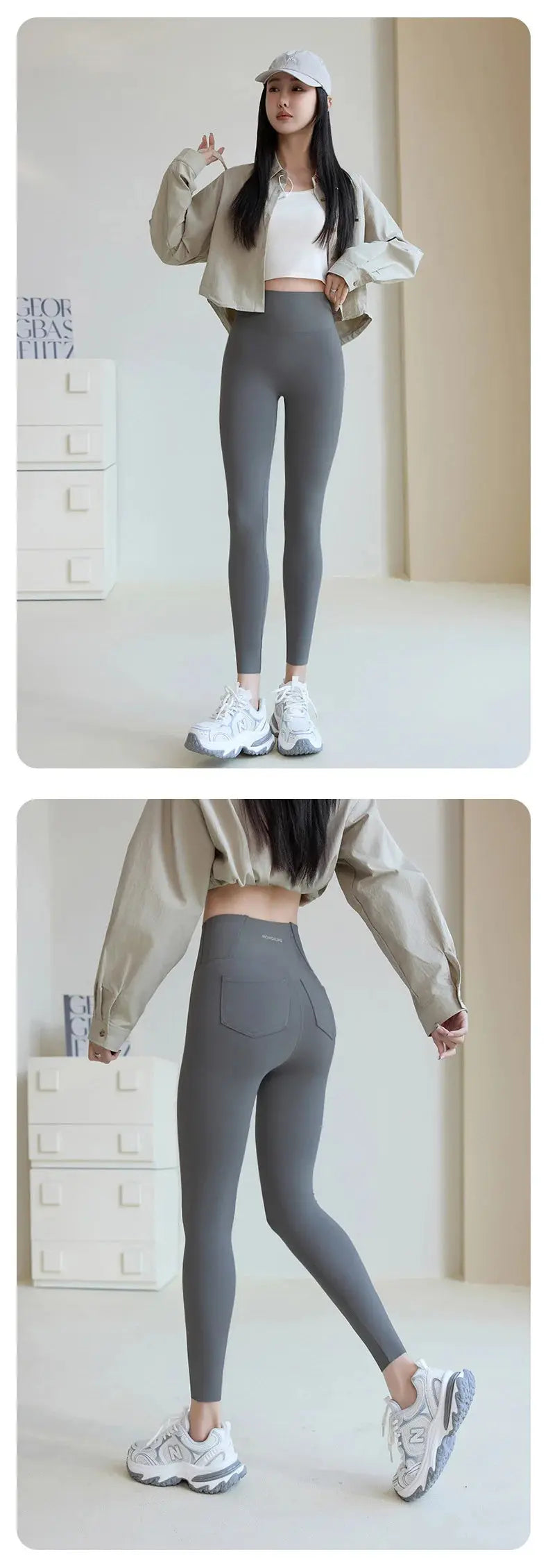 BIVIGAOS 2025 Printemps Été poche arrière Peau de requin Leggings femmes serré blanc Casual sport Fitness Leggings Leggings skinny pantalon MedSurgery Store For Digital Health