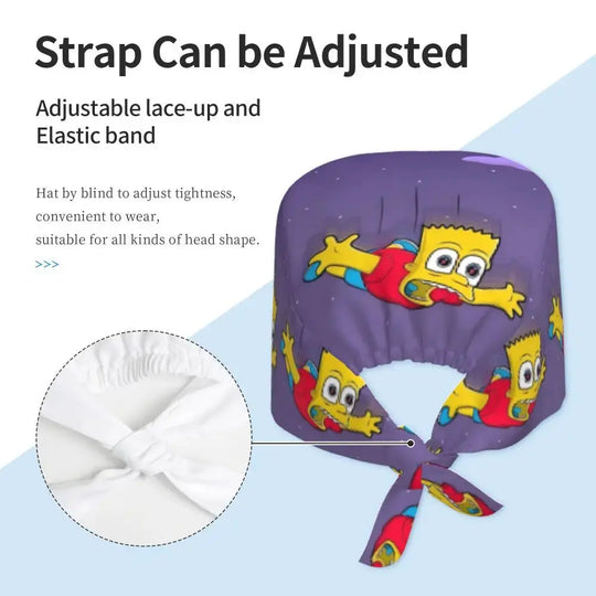 Personnalisé The Simpsons Cartoon Staff Medical Scrubs Hat Men Women Medical Nursing Surgical Scrub Caps MedSurgery Store For Digital Health