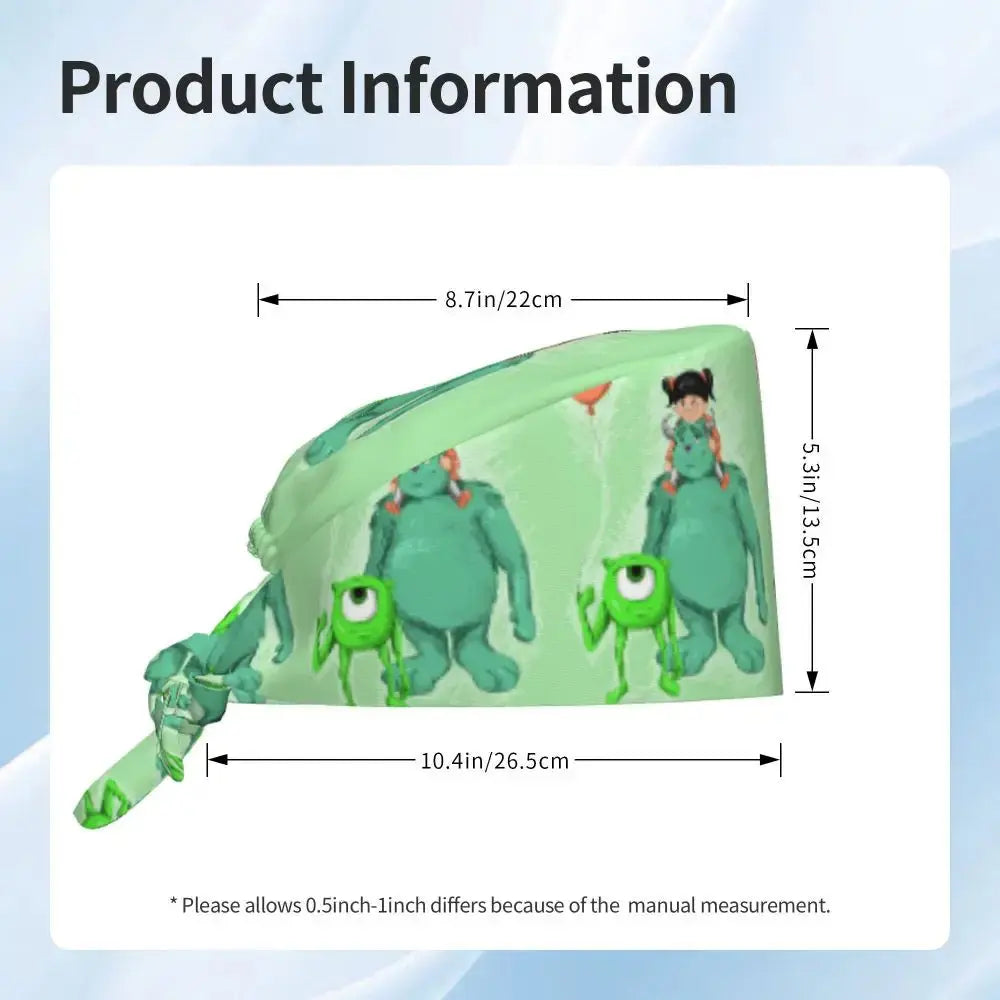 Casquette de travail réglable personnalisée avec dessin animé Monsters University, casquette chirurgicale pour hommes et femmes, casquette chirurgicale pour infirmières, médecins et chirurgiens MedSurgery Store For Digital Health