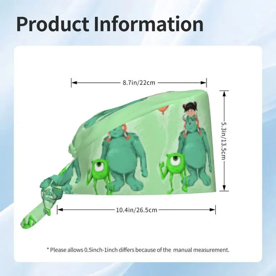 Casquette de travail réglable personnalisée avec dessin animé Monsters University, casquette chirurgicale pour hommes et femmes, casquette chirurgicale pour infirmières, médecins et chirurgiens MedSurgery Store For Digital Health
