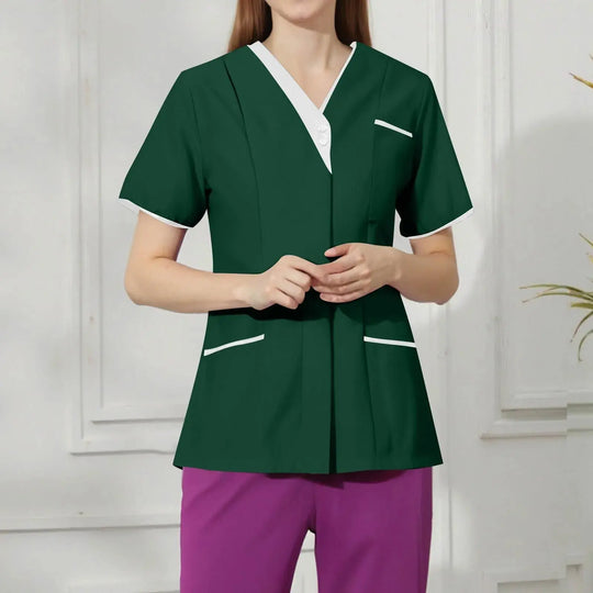 Filipina Medical Elite ISHOWTIENDA - Uniforme clinique ergonomique à manches courtes avec col en V CJdropshipping