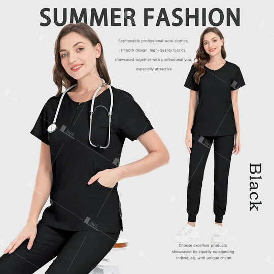 Uniforme médical, ensemble de blouse élastique, blouses chirurgicales d'hôpital, hauts, pantalons, vêtements de travail d'infirmière, vêtements de médecin, accessoires médicaux CJdropshipping