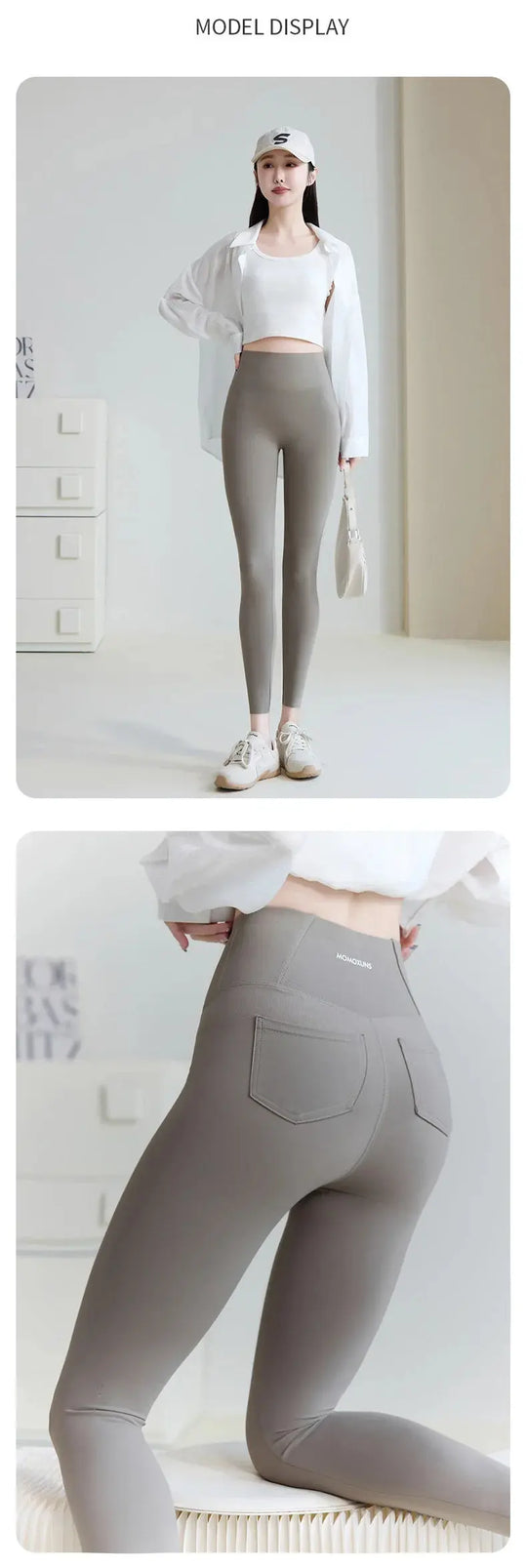 BIVIGAOS 2025 Printemps Été poche arrière Peau de requin Leggings femmes serré blanc Casual sport Fitness Leggings Leggings skinny pantalon MedSurgery Store For Digital Health