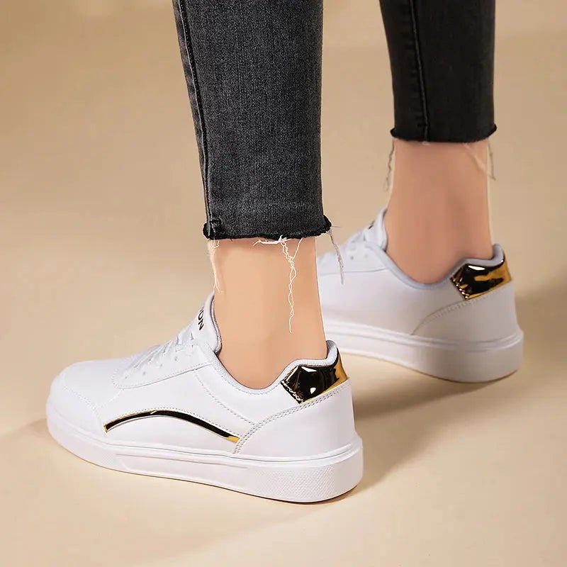 Chaussures blanches pour femmes, chaussures plates décontractées à lacets en ardoise blanche, chaussures de marche en cuir PU, semelle épaisse, mode de luxe pour les activités de plein air MedSurgery Store For Digital Health