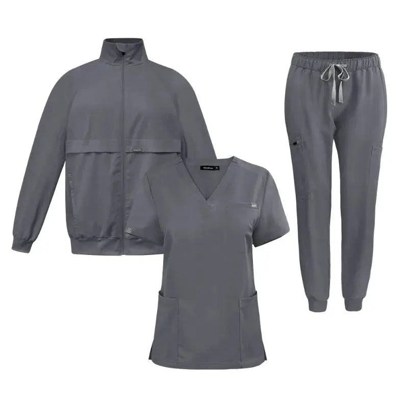 Haut de travail, uniforme de médecin et d'infirmière, pantalon uni avec plus de poches, pantalon dentaire, blouse unisexe, ensemble de 3 pièces CJdropshipping