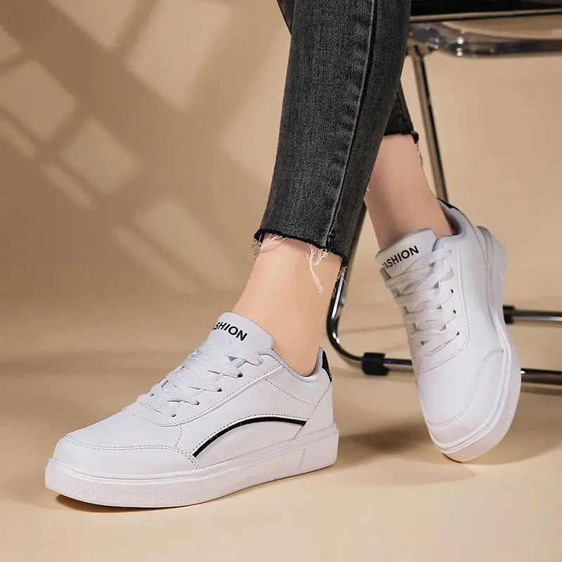 Chaussures blanches pour femmes, chaussures plates décontractées à lacets en ardoise blanche, chaussures de marche en cuir PU, semelle épaisse, mode de luxe pour les activités de plein air MedSurgery Store For Digital Health