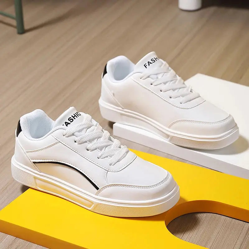 Chaussures blanches pour femmes, chaussures plates décontractées à lacets en ardoise blanche, chaussures de marche en cuir PU, semelle épaisse, mode de luxe pour les activités de plein air MedSurgery Store For Digital Health