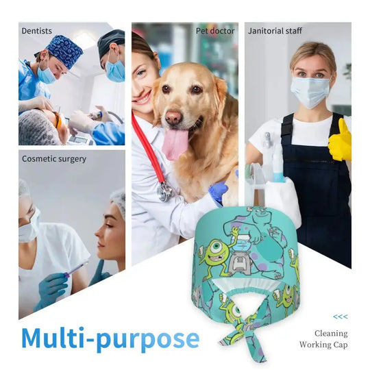 Casquette de travail réglable personnalisée avec dessin animé Monsters University, casquette chirurgicale pour hommes et femmes, casquette chirurgicale pour infirmières, médecins et chirurgiens MedSurgery Store For Digital Health