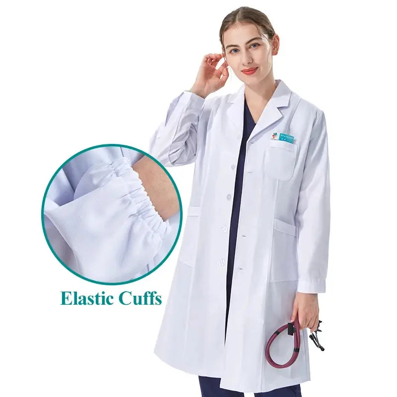 Blouse de laboratoire blanche bon marché pour femmes, hommes, étudiants, chimie, professionnels de la santé, infirmière, manches longues, blouse de médecin XK002 MedSurgery Store For Digital Health