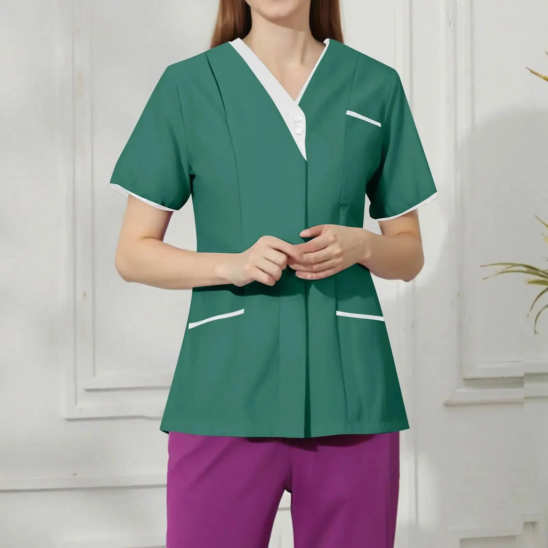 Filipina Medical Elite ISHOWTIENDA - Uniforme clinique ergonomique à manches courtes avec col en V CJdropshipping