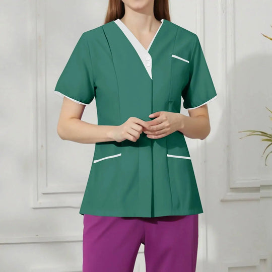 Filipina Medical Elite ISHOWTIENDA - Uniforme clinique ergonomique à manches courtes avec col en V CJdropshipping