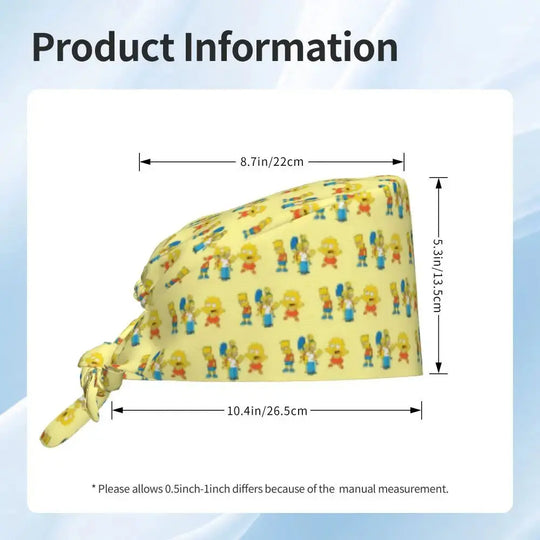 Personnalisé The Simpsons Cartoon Staff Medical Scrubs Hat Men Women Medical Nursing Surgical Scrub Caps MedSurgery Store For Digital Health