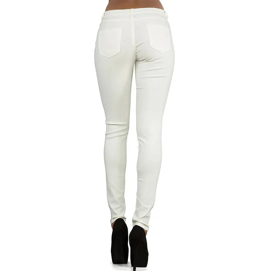 Pantalon taille basse pour femme, pantalon élastique moulant avec double fermeture éclair, pantalon en faux cuir blanc pour femme MedSurgery Store For Digital Health