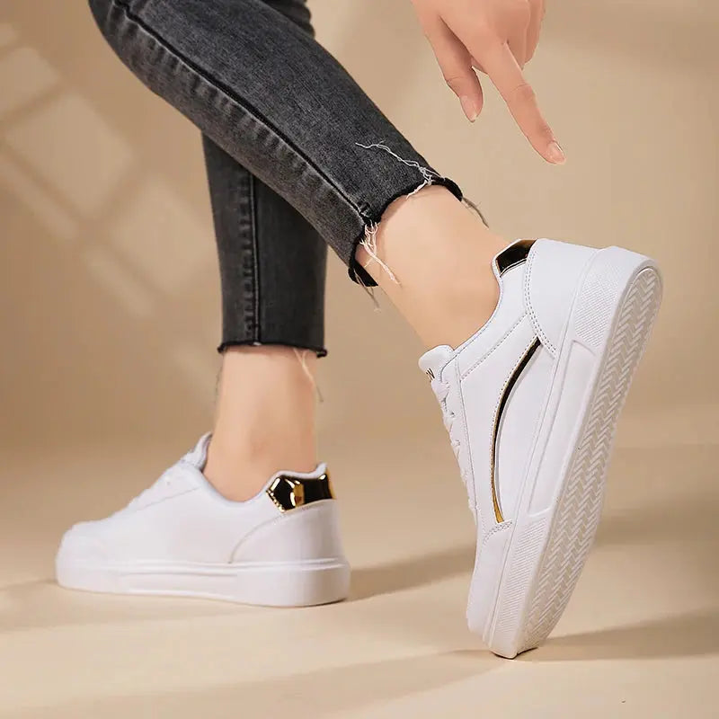 Chaussures blanches pour femmes, chaussures plates décontractées à lacets en ardoise blanche, chaussures de marche en cuir PU, semelle épaisse, mode de luxe pour les activités de plein air MedSurgery Store For Digital Health