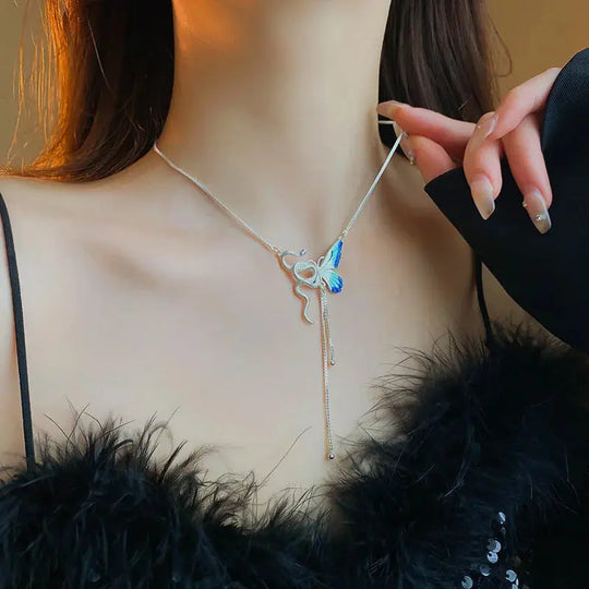 Collier à pendentifs en forme de papillon et de serpent pour femmes, collier ras du cou à glands Y2K Punk, accessoire de bijouterie pour cosplayeurs MedSurgery Store For Digital Health
