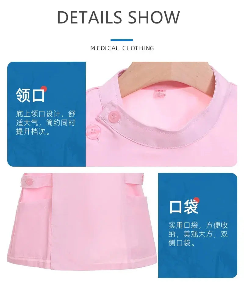 Ensemble de gommage court rose, uniforme médical pour infirmière et médecin, vêtements pour femmes, tenue d'infirmière deux pièces, robe d'hôpital de salon de beauté avec logo MedSurgery Store For Digital Health