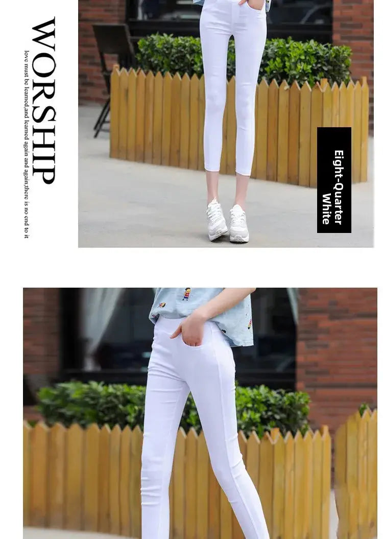 Leggings fins blancs taille haute pour femmes, plonnings adeazant d'été dix-huit, plonnings petit pied sie... MedSurgery Store pour la santé numérique