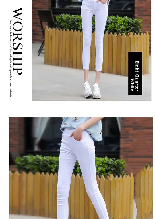 Leggings fins blancs taille haute pour femmes, plonnings adeazant d'été dix-huit, plonnings petit pied sie... MedSurgery Store pour la santé numérique