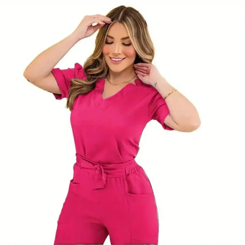 Ensemble de gommage à manches courtes pour femmes : gommage d'été, idéal pour les soins de beauté et les salles d'opération CJdropshipping