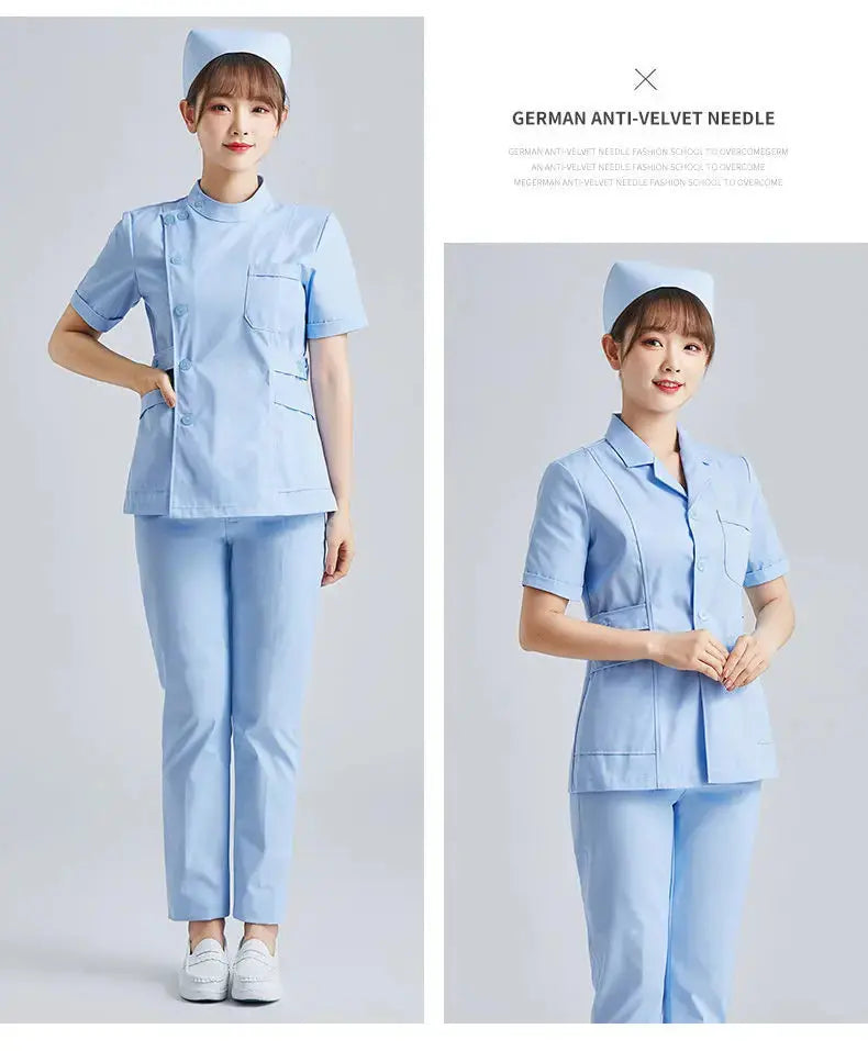 Elite White Nurse Uniform - Women's Short Sleeve Adjustable Scrub Top CJdropshipping