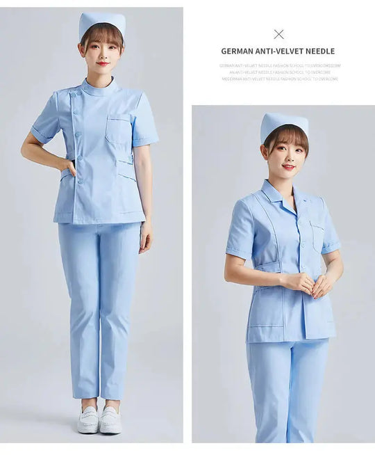 Elite White Nurse Uniform - Women's Short Sleeve Adjustable Scrub Top CJdropshipping
