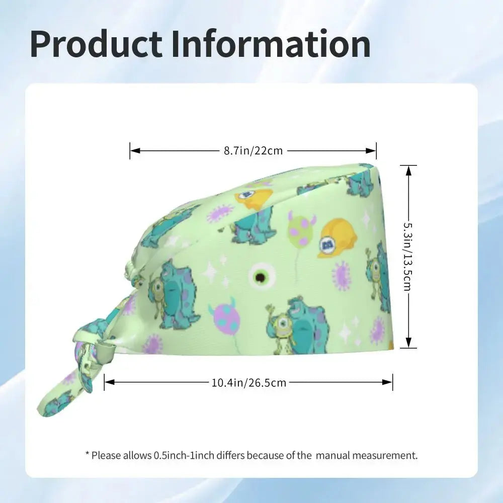 Casquette de travail réglable personnalisée avec dessin animé Monsters University, casquette chirurgicale pour hommes et femmes, casquette chirurgicale pour infirmières, médecins et chirurgiens MedSurgery Store For Digital Health
