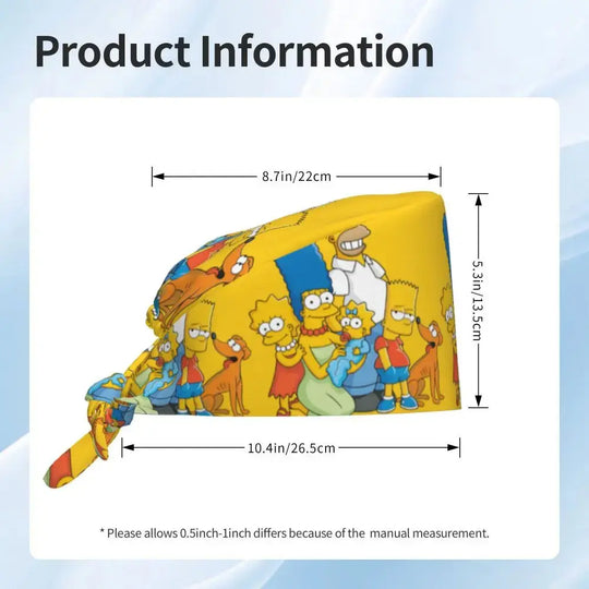Personnalisé The Simpsons Cartoon Staff Medical Scrubs Hat Men Women Medical Nursing Surgical Scrub Caps MedSurgery Store For Digital Health