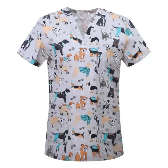 Blouse en coton imprimé animalier, blouse chirurgicale pour clinique vétérinaire, hôpital, soins infirmiers CJdropshipping