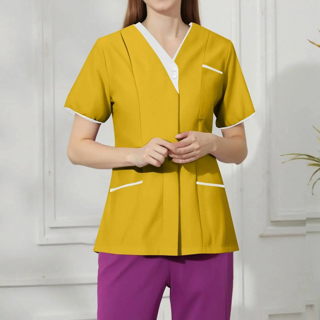 Filipina Medical Elite ISHOWTIENDA - Uniforme clinique ergonomique à manches courtes avec col en V CJdropshipping
