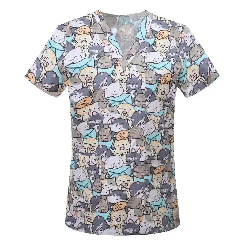 Blouse en coton imprimé animalier, blouse chirurgicale pour clinique vétérinaire, hôpital, soins infirmiers CJdropshipping