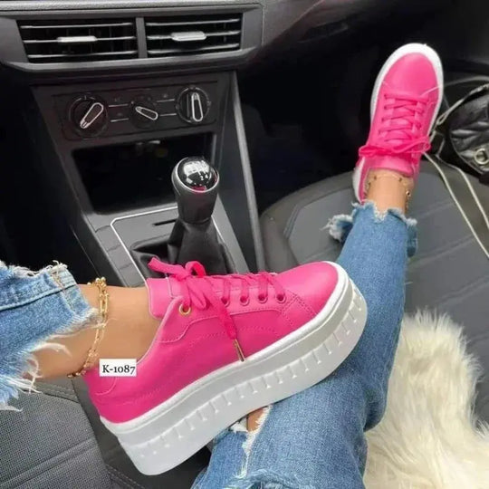 White Shoes, Women's Casual Shoes, New 2025 Platform Sneakers, Solid Colour Women's Shoes, Trendy Lightweight PU Vulcanised Shoes MedSurgery Store For Digital Health