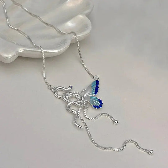 Collier à pendentifs en forme de papillon et de serpent pour femmes, collier ras du cou à glands Y2K Punk, accessoire de bijouterie pour cosplayeurs MedSurgery Store For Digital Health