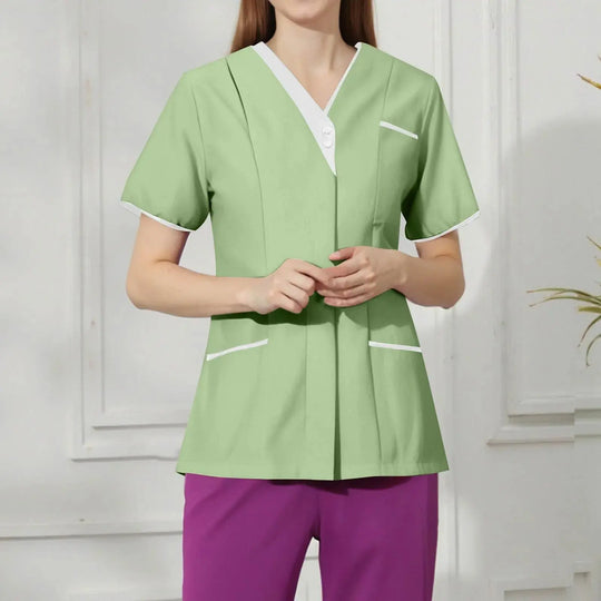 Filipina Medical Elite ISHOWTIENDA - Uniforme clinique ergonomique à manches courtes avec col en V CJdropshipping