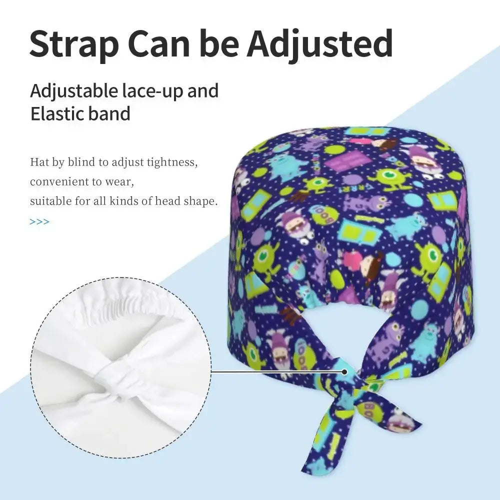 Casquette de travail réglable personnalisée avec dessin animé Monsters University, casquette chirurgicale pour hommes et femmes, casquette chirurgicale pour infirmières, médecins et chirurgiens MedSurgery Store For Digital Health