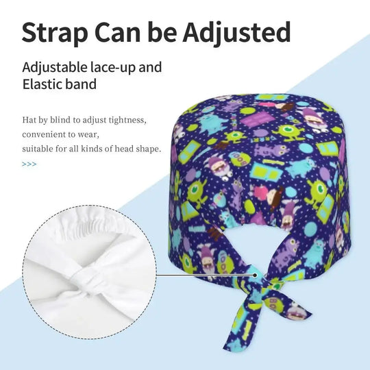 Casquette de travail réglable personnalisée avec dessin animé Monsters University, casquette chirurgicale pour hommes et femmes, casquette chirurgicale pour infirmières, médecins et chirurgiens MedSurgery Store For Digital Health