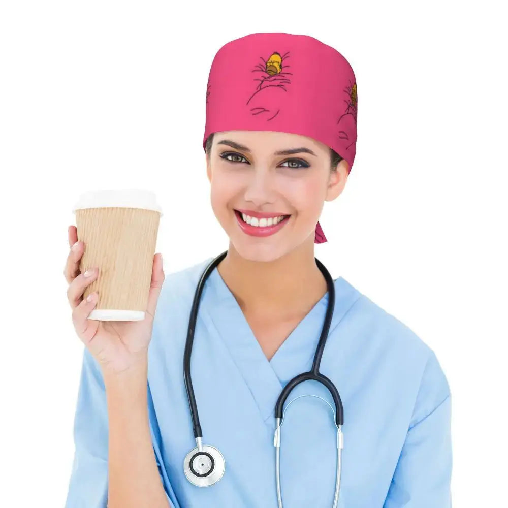 Personnalisé The Simpsons Cartoon Staff Medical Scrubs Hat Men Women Medical Nursing Surgical Scrub Caps MedSurgery Store For Digital Health